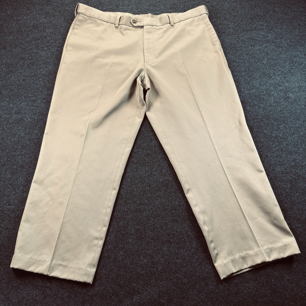 Perry Ellis Men's 40x27(measure) Pants Flat Front Beige cotton, tag reads 40x29